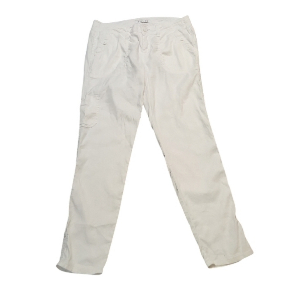 Level 99 Women's Crisp White Linen Cargo Pants